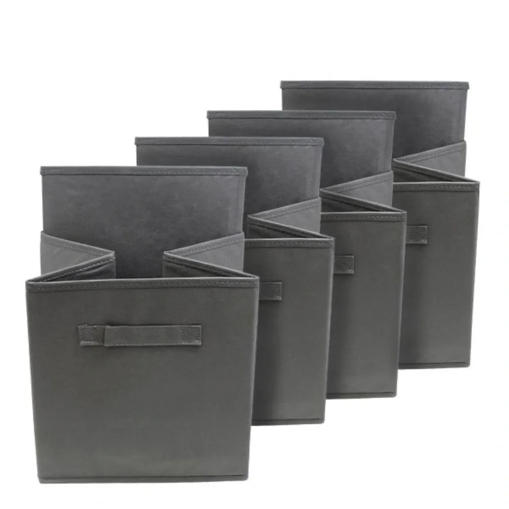 Black Collapsible Storage Cube 11” x 11” x 10.5” Space Saving Solution Single